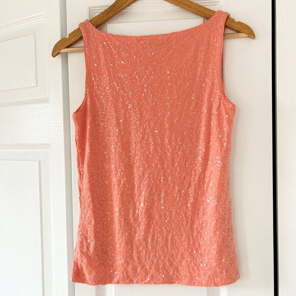 NWOT Talbots Coral Sequin Scoop Neck Sleeveless Tank Top Women’s Size XS - Picture 4 of 6